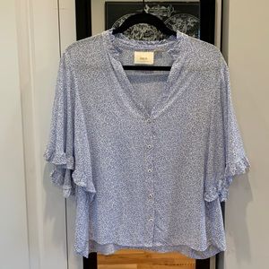 MAEVE by Anthropologie Aveiro Floral Flutter Sleeve Blouse